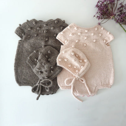 Romper and Bonnet - Knitting Pattern - 5 sizes (0-18M)