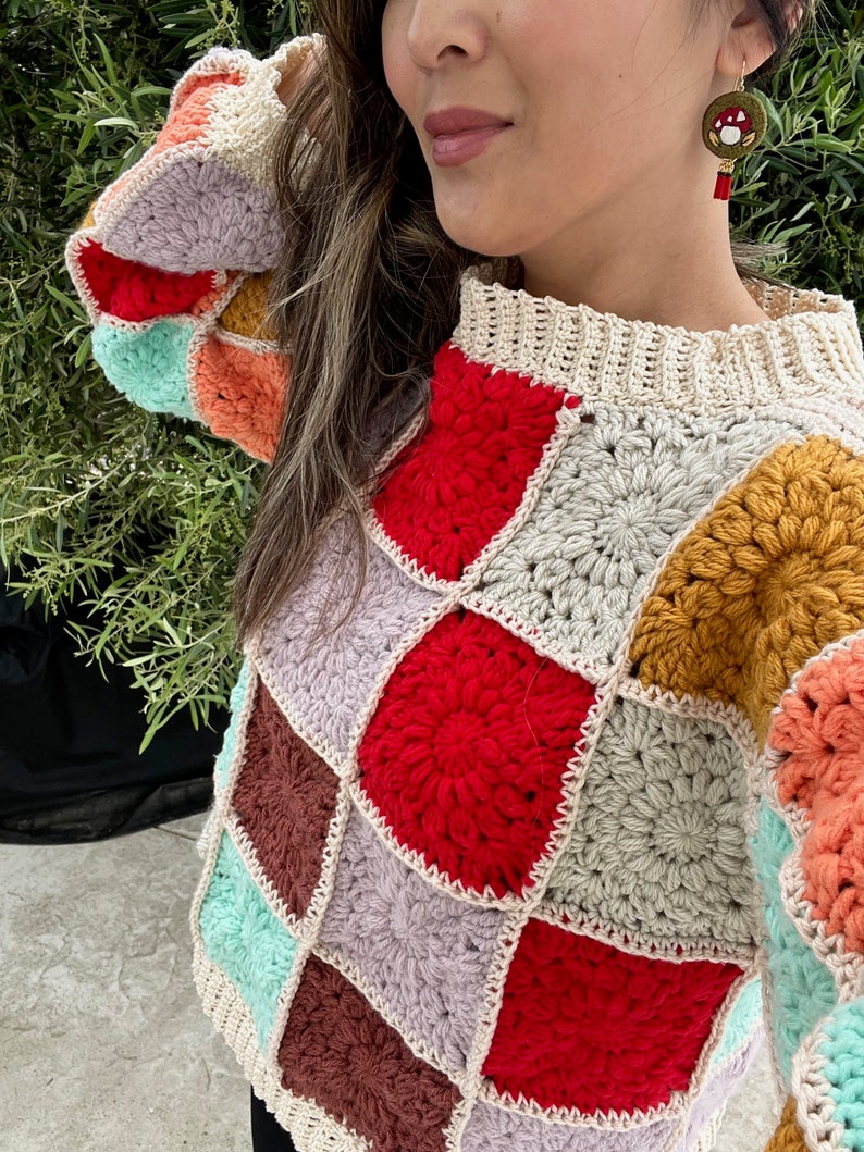 Patchwork Sweater Crochet Pattern - PDF Download