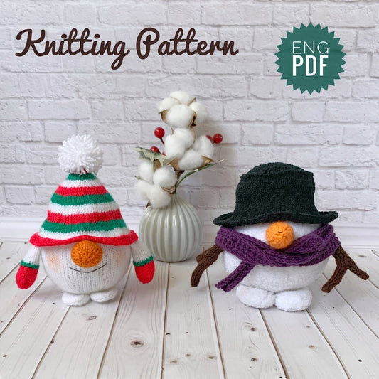 Snowman Gnome Knitted Pattern, Christmas gift