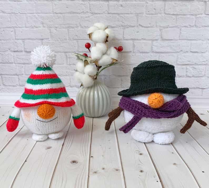 Snowman Gnome Knitted Pattern, Christmas gift