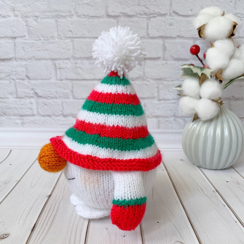 Snowman Gnome Knitted Pattern, Christmas gift