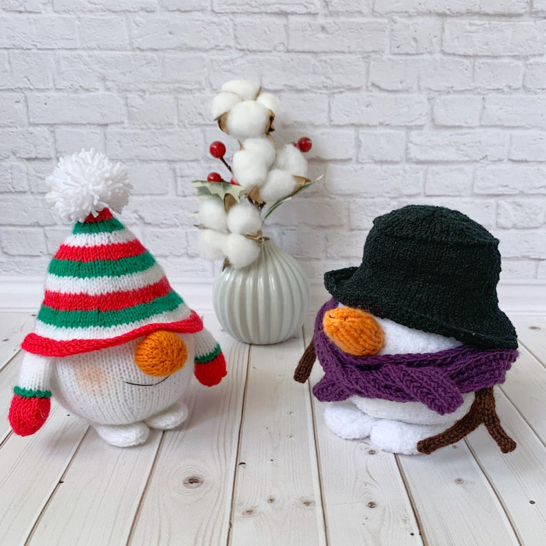 Snowman Gnome Knitted Pattern, Christmas gift