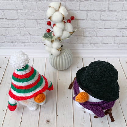 Snowman Gnome Knitted Pattern, Christmas gift