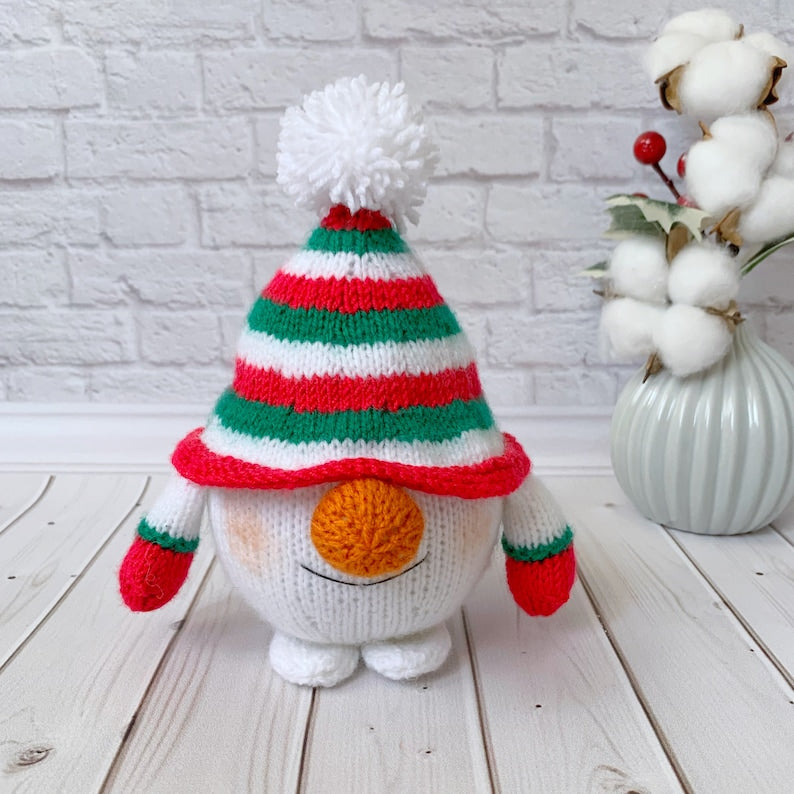 Snowman Gnome Knitted Pattern, Christmas gift