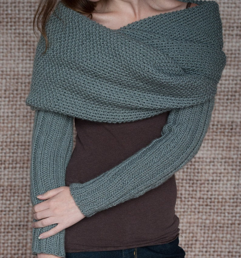 Sleeve Scarf Sweater Wrap - Knitting Pattern