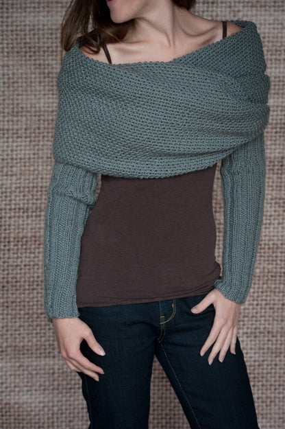 Sleeve Scarf Sweater Wrap - Knitting Pattern